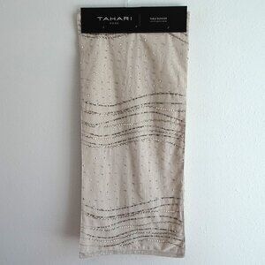 Decorative Table Runner by Tahari Beaded Sequins Faux Pearls 16" x 72"